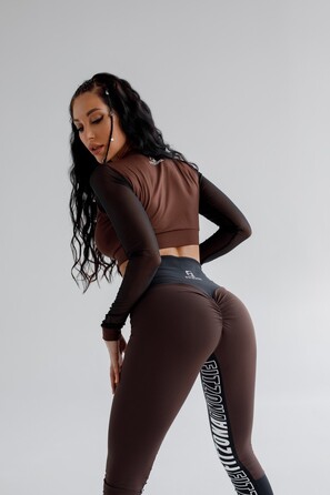 ЛЕГІНСИ BROWN LEGGING WITH BLACK BELT AND LEGS PRINT