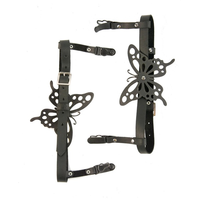 Подвязки для чулок с бабочкой Candy Hero 'модель S10B' натуральная кожа, ручная работа