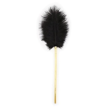 Тиклер DS Fetish с черным пером на золотистой ручке, 20 см
