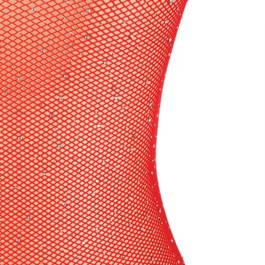 Комбинезон сетка со стразами Star Night и открытым доступом, красный, XS-M