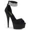 Босоніжки Pleaser Delight-625 на підборах 6 дюймів, босоніжки PF d'Orsay 1 3/4 дюйма з RS, блискавка ззаду, чорні замшеві/чорні