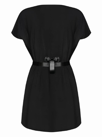 Халат атласный Obsessive 810-PEI-1 с кружевами, черный, S/M