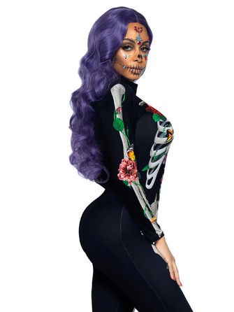 Комбинезон скелет с цветочным принтом Leg Avenue Floral skeleton catsuit M