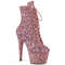 Ботильоны Pleaser Adore-1020GWR *Каблук 7 дюймов, высота 2 3/4 дюйма, шнуровка, блестящие ботильоны, молния сбоку, розовое золото
