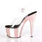 Босоніжки Pleaser Adore-708 на підборах 7 дюймів, босоніжки з ремінцем на щиколотці 2 3/4 дюйма, прозорі/рожево-золоті