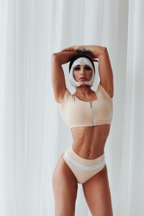 Купальні трусики Fitzona BEIGE SWIMSUIT PANTS WITH WHITE DETAIL