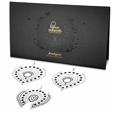 Прикраси для грудей та бікіні зі стразами Flamboyant від Bijoux Indiscrets, сріблясто-чорні