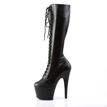 Сапоги Adore-2023, каблук 7 дюймов, высота 2 3/4 дюйма, эластичные, со шнуровкой, молнией сбоку, чёрная искусственная кожа/чёрный