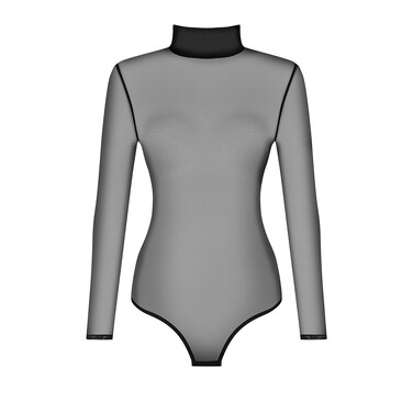 Боди Obsessive B136 из полупрозрачной ткани, черный, XS/S