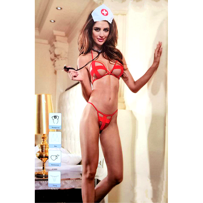 Костюм Медсестра Sunspice комплект белья, обруч, стетоскоп, красный, O/S