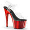 Босоніжки Pleaser Adore-708 на підборах 7 дюймів, ремінець на щиколотці 2 3/4 дюйма з хромованим покриттям Btm, прозорий/червоний хром