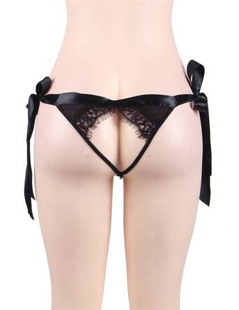 Мереживні трусики Star Night з відкритим доступом, чорний XS-S