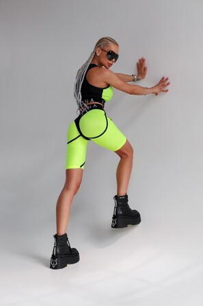 Велосипедки FZ Shiny Lime Bike Shorts with Imitation Black Thongs