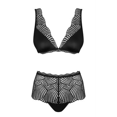 Комплект мереживний Obsessive Klarita чорний, S/M