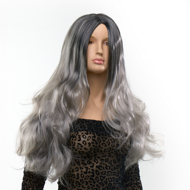 Перука довга хвиляста Fetish Hair балаяж сріблястий, 65 см