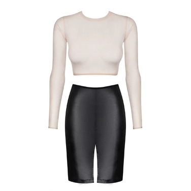 Комплект сексуальной одежды Obsessive Bossy топ и юбка, белый-черный, S/M