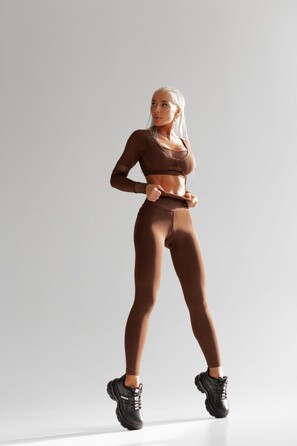 Топ Fitzona Brown Top With Details In Fishnet