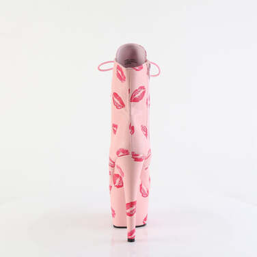 Ботильоны Adore-1020KISSES, каблук 7 дюймов, 2 3/4 дюйма, шнуровка, рисунок губ, молния сбоку, нежно-розовый