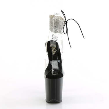 Босоножки Flamingo-891-2RS *Каблук 8 дюймов, 4-дюймовая манжета на щиколотке, украшенная стразами, прозрачный/черный