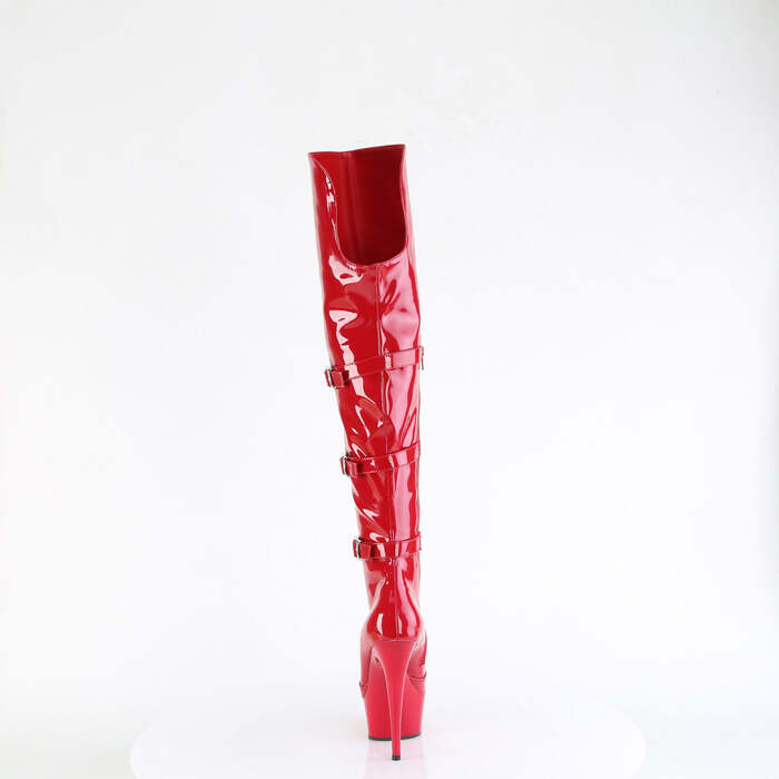 Чоботи Delight-3018 *6 дюймів на підборах, 1 3/4 дюйма з потрійною пряжкою PF, червоні