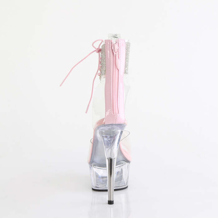 Босоніжки Delight-624RS *6 дюймів на підборах, 1 3/4 дюйма з манжетою на щиколотці PF RS, блискавка ззаду, світло-рожеві/прозорі
