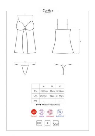 Бебідол з ажурним ліфом і шнурівкою Obsessive Contica чорний, S/M