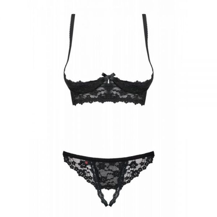 Комплект Obsessive Letica 2 pcs cupless set black S/M