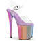 Босоніжки Pleaser Flamingo-808RMT на підборах 8 дюймів, 4 дюйми з ремінцем на щиколотці кольору Rainbow Misty, прозорі/різнокольорові