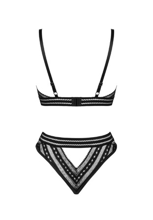 Комплект з геометричним візерунком Obsessive Natilya, чорний, XS/S