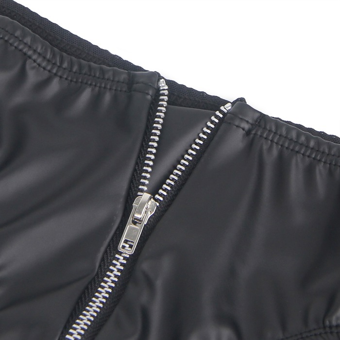 Труси на блискавці Star Night з екошкіри, чорні, M