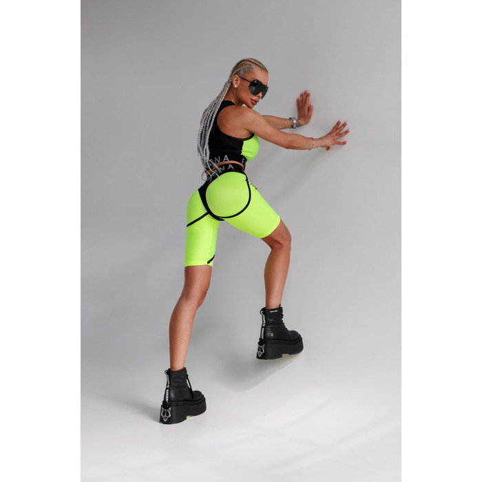 Велосипедки FZ Shiny Lime Bike Shorts with Imitation Black Thongs