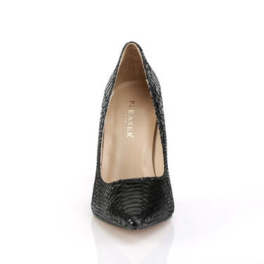 Туфлі на підборах Classique-20SP *4 дюйми з гострим носком та зміїним принтом, чорні