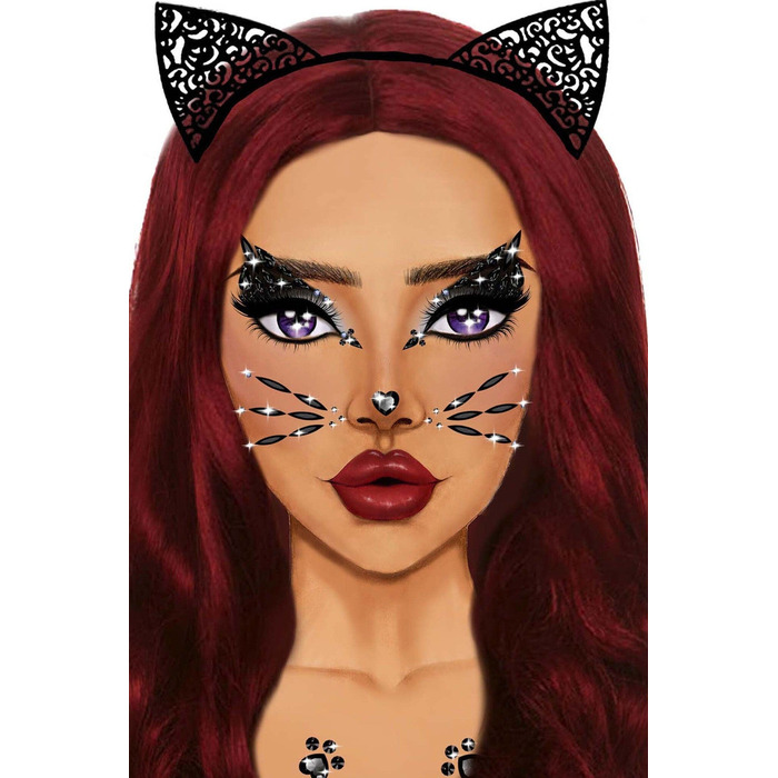 Стрази у вигляді маски кошеня Animal Rhinestone Stick-On Jewels