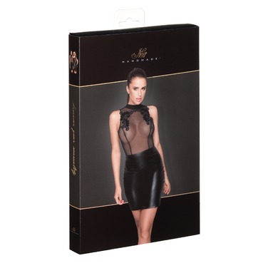 Платье с полупрозрачным верхом и вышивкой Noir Handmade F222 черное, L