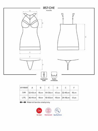 Пеньюар Obsessive 857-CHE-1 chemise S\M Чорний