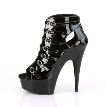 Чоботи Delight-600-11 на підборах *6 дюймів, чоботи до щиколотки 1 3/4 дюйма з пряжкою та ремінцями, чорні