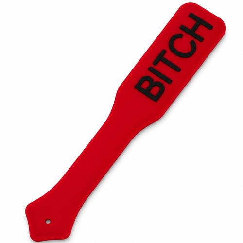 Паддл DS Fetish із чорним написом Bitch, червоний