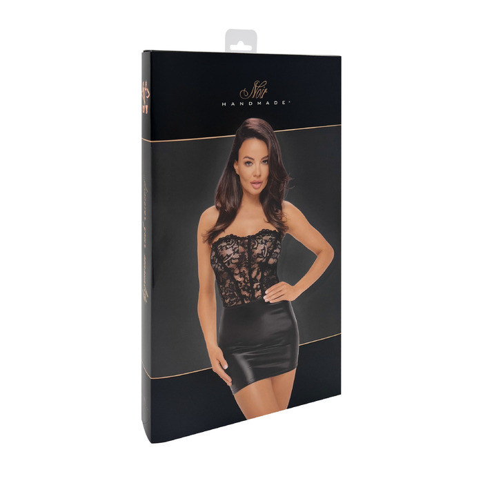 Сукня вінілова з мереживом F300 Noir Handmade Solace зі шнурівкою, чорна, розмір S