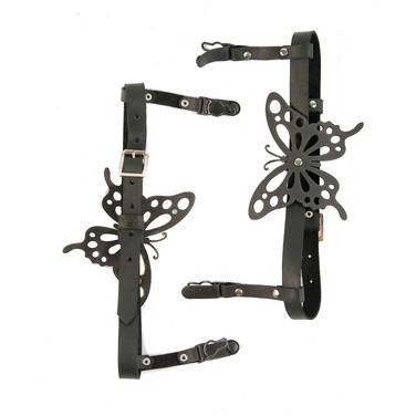 Подвязки для чулок с бабочкой Candy Hero 'модель S10B' натуральная кожа, ручная работа