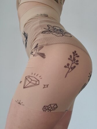 Шорти Velo Tattoo з Сітки з Високою Посадкою для Pole Dance, Yoga та Heels Тренувань - бежевий