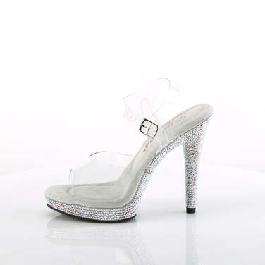 Босоножки Glory-508DM, каблук 5 дюймов, ремешок на щиколотке шириной 3/4 дюйма, прозрачный/серебристый