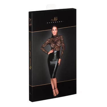 Платье с кружевным верхом Noir Handmade F228 и виниловым низом, черное, S