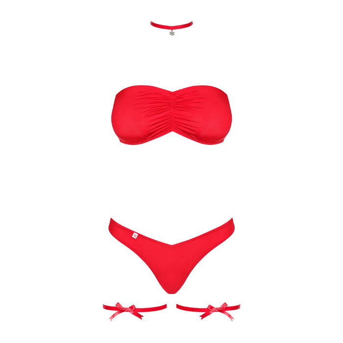 Новорічний костюм Obsessive Kissmas set червоний, L/XL