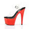 Босоніжки Pleaser Adore-708 на підборах 7 дюймів, ремінець на щиколотці 2 3/4 дюйма з хромованим покриттям Btm, прозорий/червоний хром