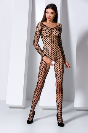 Комбинезон крупная сетка с открытым доступом Passion BS068 black