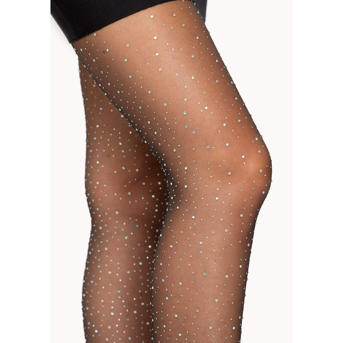 Колготки со стразами Leg Avenue Petra Sheer Rhinestone, черные, One Size