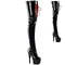 Чоботи Pleaser Adore-4001WR *7 дюймів на підборах, 2 3/4 дюйма з еластичною промежністю PF, блискавка на половині внутрішньої сторони, чорні