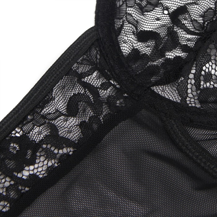 Боди с подвязками на лямках Star Night с кружевом, чёрное, XS-S