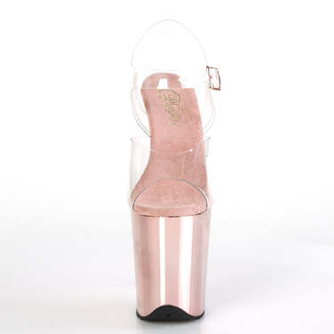 Босоножки Flamingo-808, каблук 8 дюймов, ремешок на щиколотке 4 дюйма, прозрачный/розовое золото