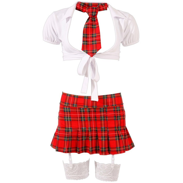 Костюм школьницы в клетку Cottelli Collection Schoolgirl Set с глубоким декольте, M